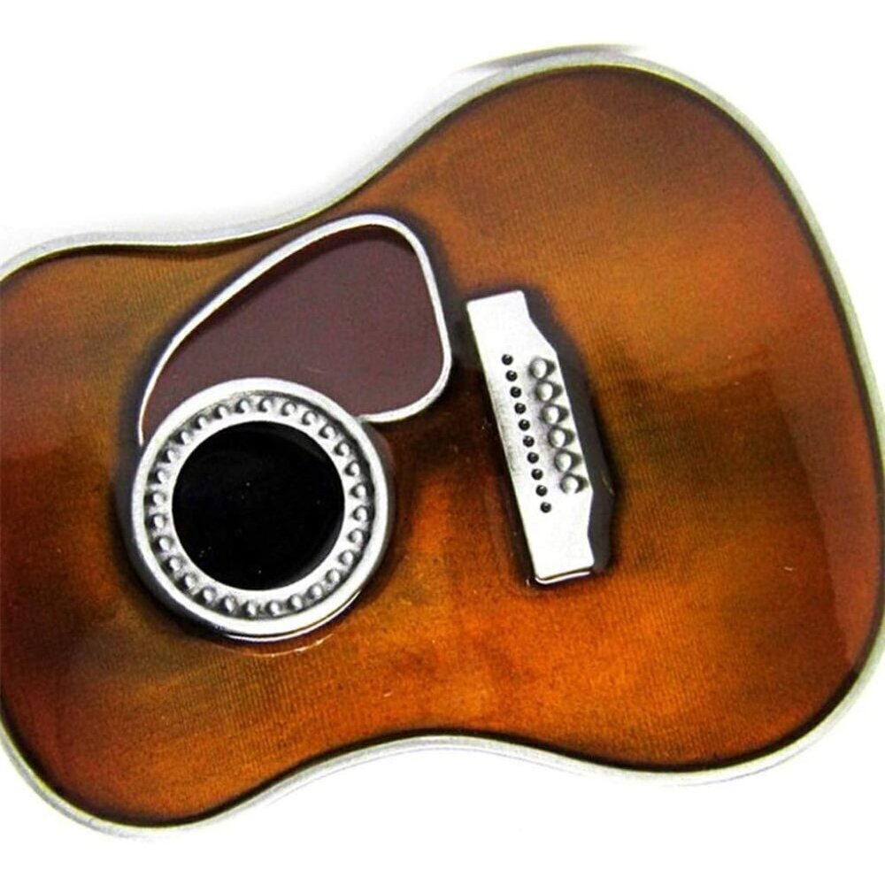 ❤️ Guitar Belt Buckle Guitar MusicGold Tone Oval Belt Buckles for Men - Picture 2 of 5